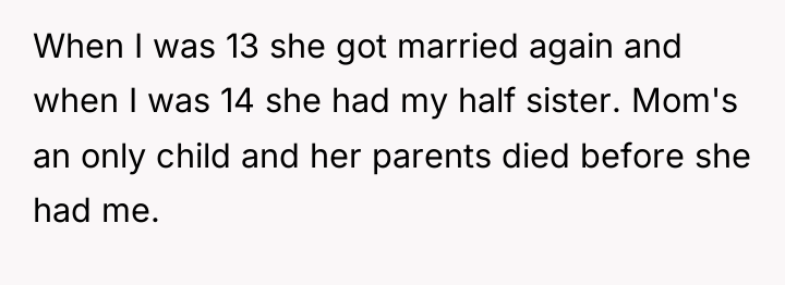 When I was 13 she got married again and when...