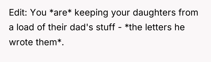 Edit: You *are* keeping your daughters from a load of...