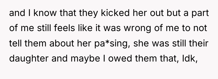 and I know that they kicked her out but a...