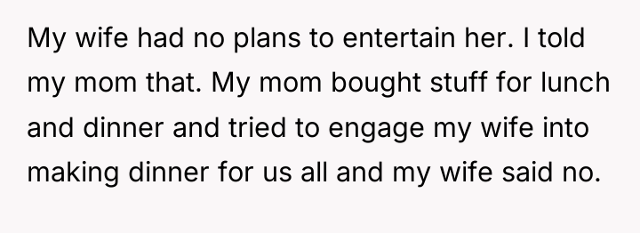 My wife had no plans to entertain her. I told...