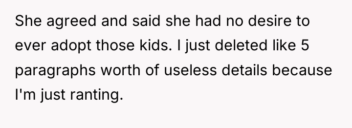 She agreed and said she had no desire to ever...