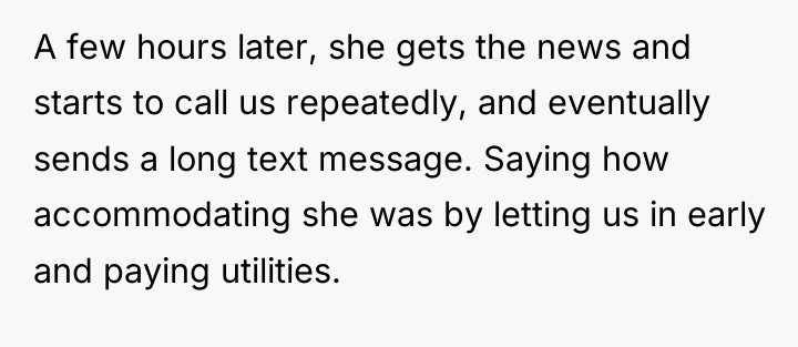 A few hours later, she gets the news and starts...