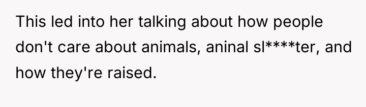 This led into her talking about how people don't care...