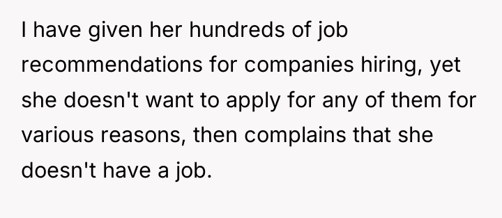I have given her hundreds of job recommendations for companies...