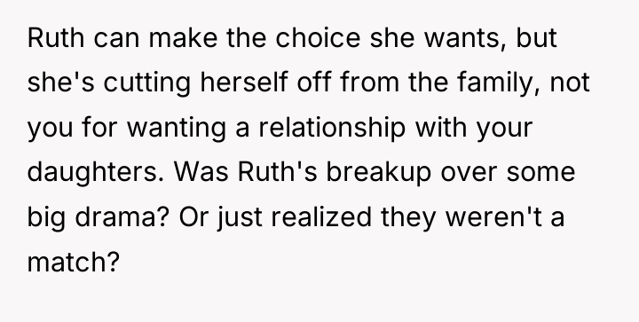 Ruth can make the choice she wants, but she's cutting...