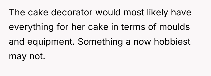 The cake decorator would most likely have everything for her...