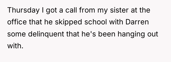 Thursday I got a call from my sister at the...