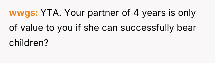 wwgs YTA. Your partner of 4 years is only of...