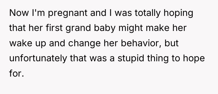 Now I'm pregnant and I was totally hoping that her...