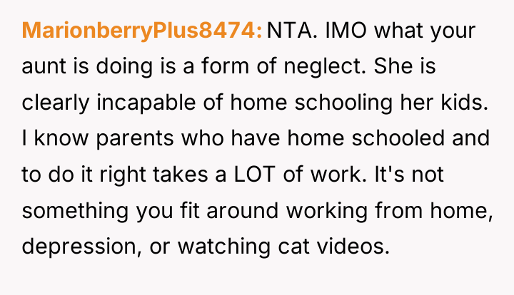 MarionberryPlus8474 NTA. IMO what your aunt is doing is a...