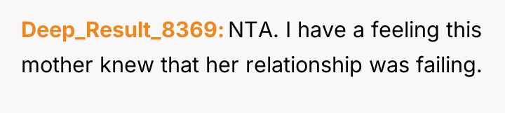 Deep_Result_8369 NTA. I have a feeling this mother knew that...