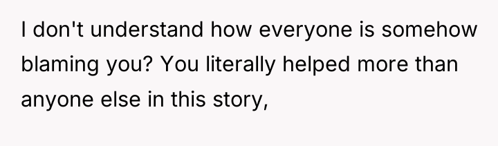 I don't understand how everyone is somehow blaming you? You...