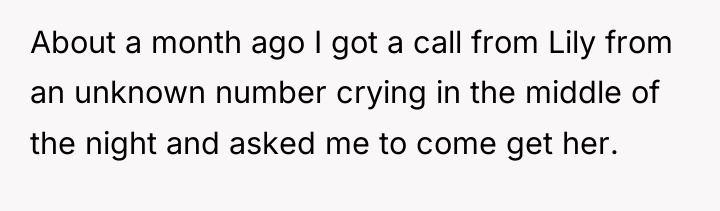 About a month ago I got a call from Lily...