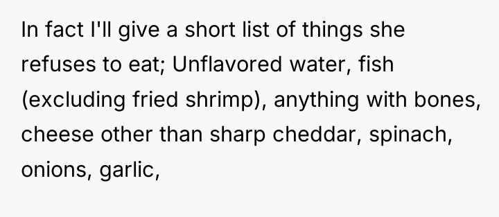 In fact I'll give a short list of things she...