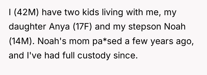 I (42M) have two kids living with me, my daughter...