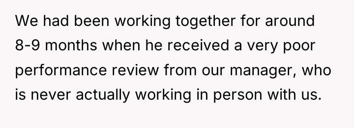 We had been working together for around 8-9 months when...