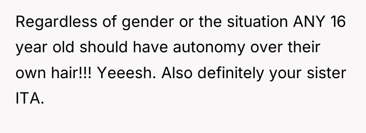 Regardless of gender or the situation ANY 16 year old...