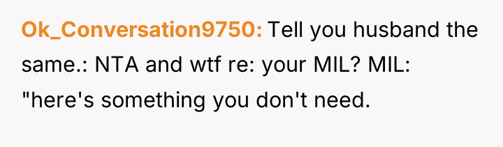 Ok_Conversation9750 Tell you husband the same.: NTA and wtf re:...
