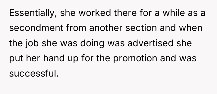 Essentially, she worked there for a while as a secondment...