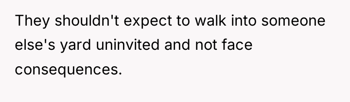 They shouldn't expect to walk into someone else's yard uninvited...