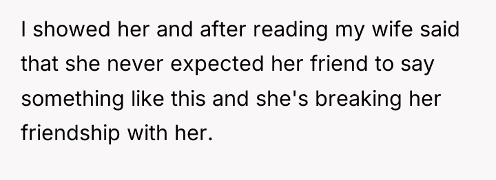 I showed her and after reading my wife said that...