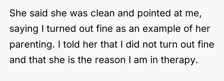She said she was clean and pointed at me, saying...