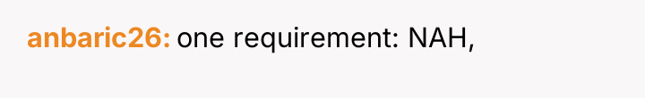 anbaric26 one requirement: NAH,