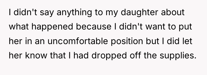 I didn't say anything to my daughter about what happened...
