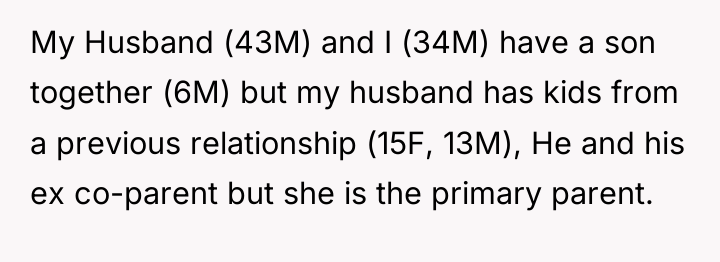 My Husband (43M) and I (34M) have a son together...