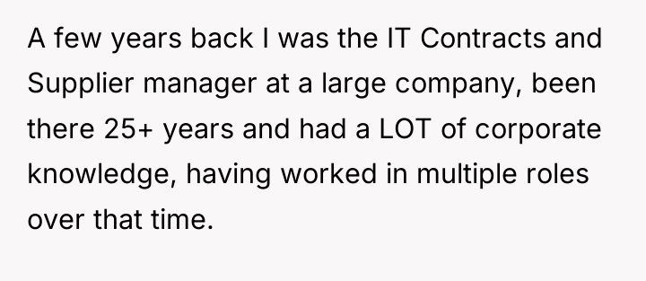 A few years back I was the IT Contracts and...