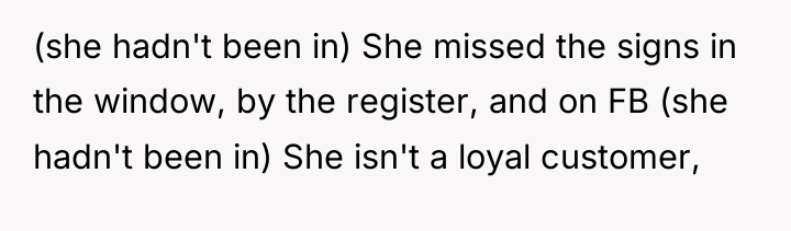 (she hadn't been in) She missed the signs in the...