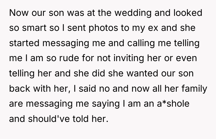 Now our son was at the wedding and looked so...