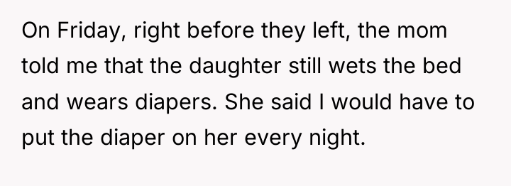 On Friday, right before they left, the mom told me...