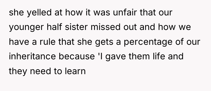 she yelled at how it was unfair that our younger...