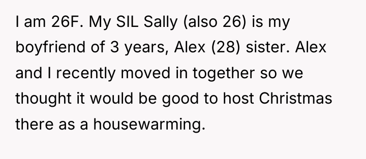I am 26F. My SIL Sally (also 26) is my...