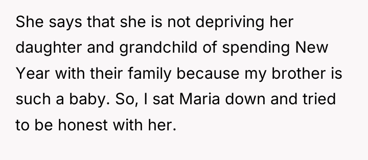She says that she is not depriving her daughter and...