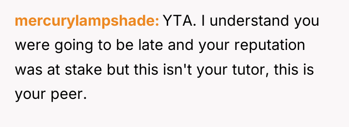 mercurylampshade YTA. I understand you were going to be late...