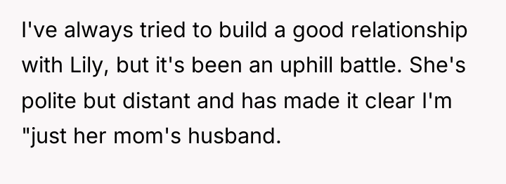 I've always tried to build a good relationship with Lily,...