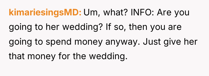 kimariesingsMD Um, what? INFO: Are you going to her wedding?...