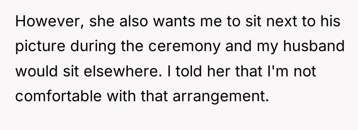 However, she also wants me to sit next to his...