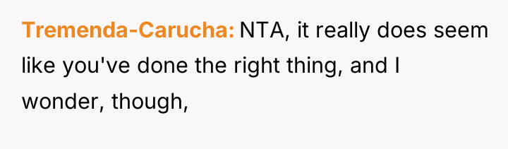 Tremenda-Carucha NTA, it really does seem like you've done the...
