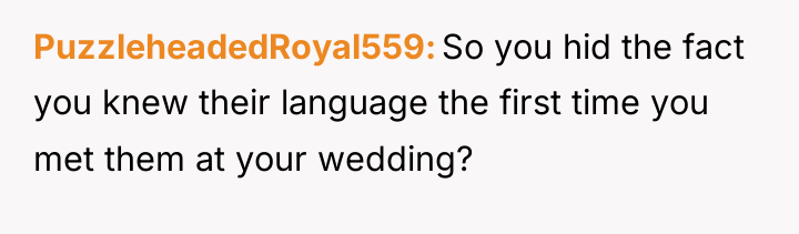 PuzzleheadedRoyal559 So you hid the fact you knew their language...