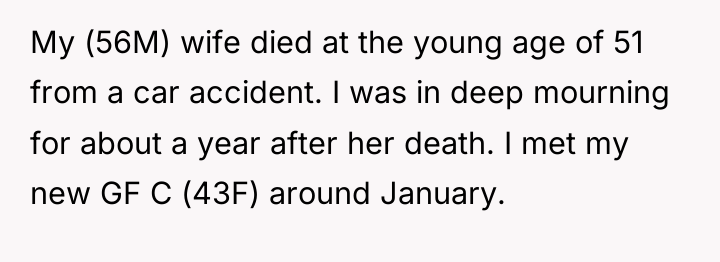 My (56M) wife died at the young age of 51...
