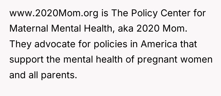 www.2020Mom.org is The Policy Center for Maternal Mental Health, aka...
