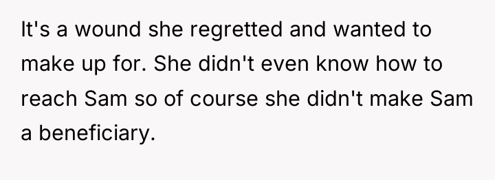 It's a wound she regretted and wanted to make up...