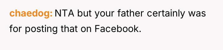 chaedog NTA but your father certainly was for posting that...