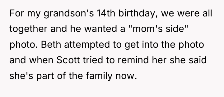 For my grandson's 14th birthday, we were all together and...