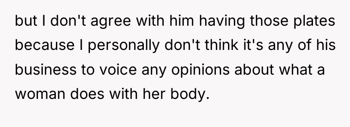 but I don't agree with him having those plates because...