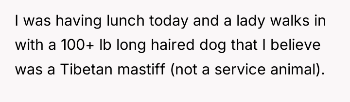 I was having lunch today and a lady walks in...