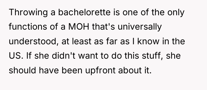 Throwing a bachelorette is one of the only functions of...